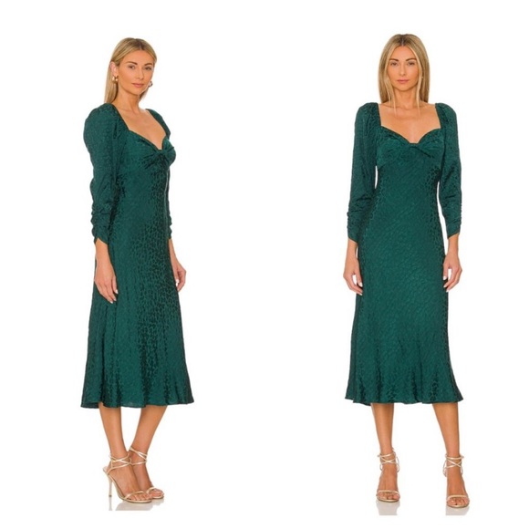 Lovers + FriendsCheyanne Midi Dress in Dark Jade Green Size XS